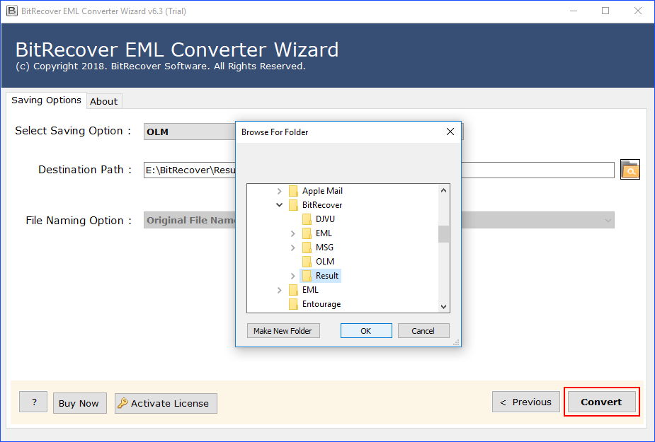 choose destination path