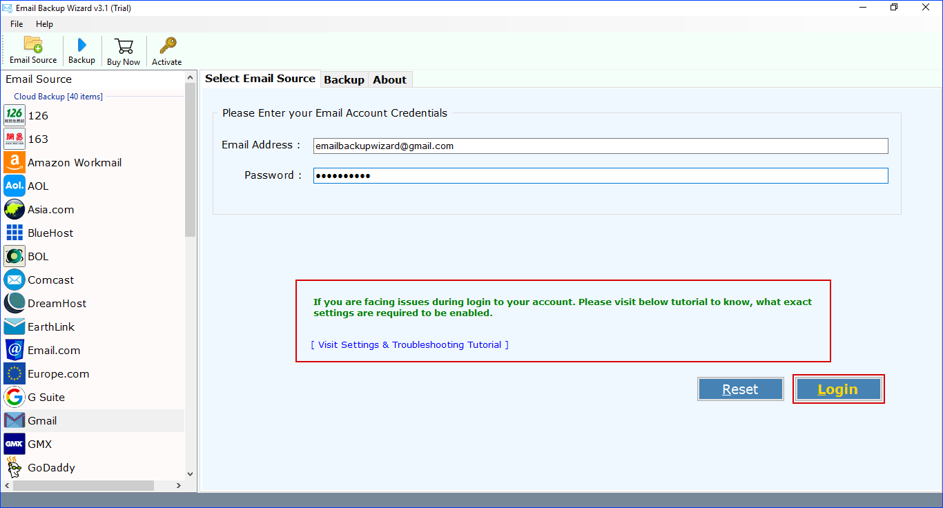 enabel gmail IMAP settings and login