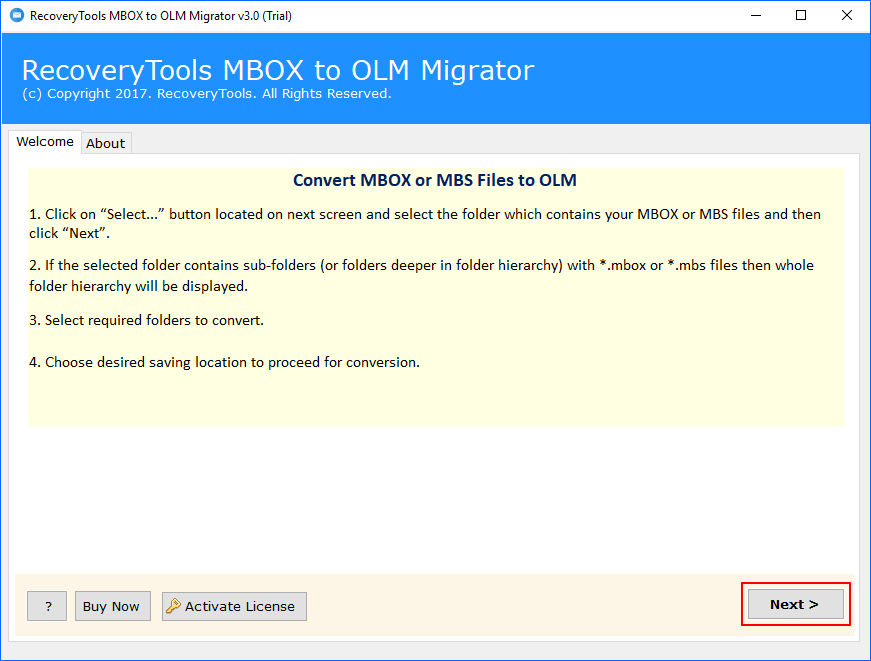 install mbox to olm migrator