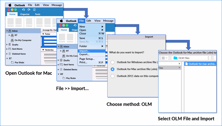 import OLM file to Outlook for Mac