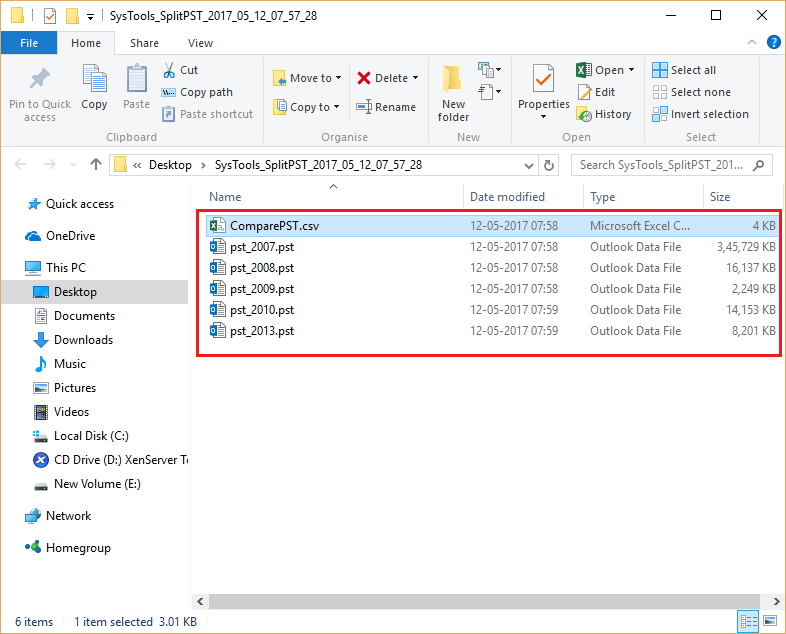Outlook PST file by Year