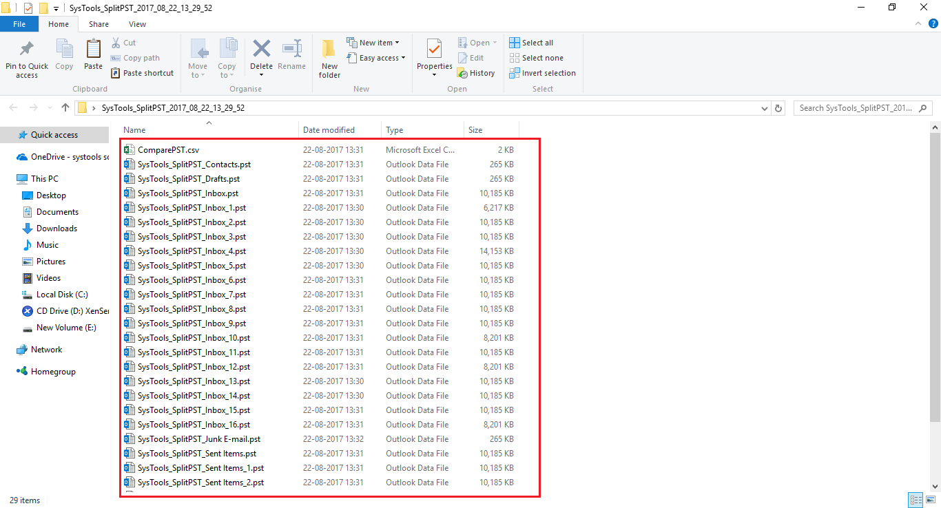 Outlook PST file by Folder