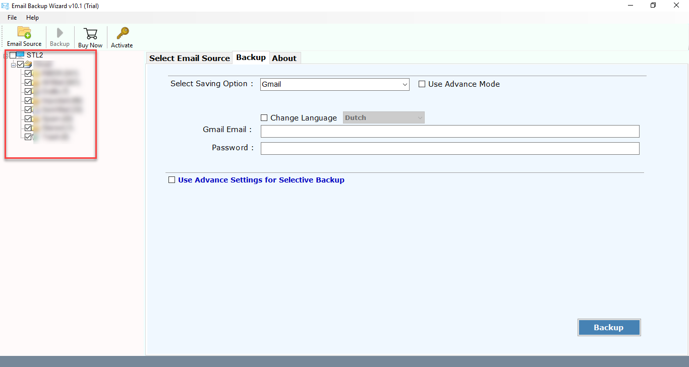 select required email folder