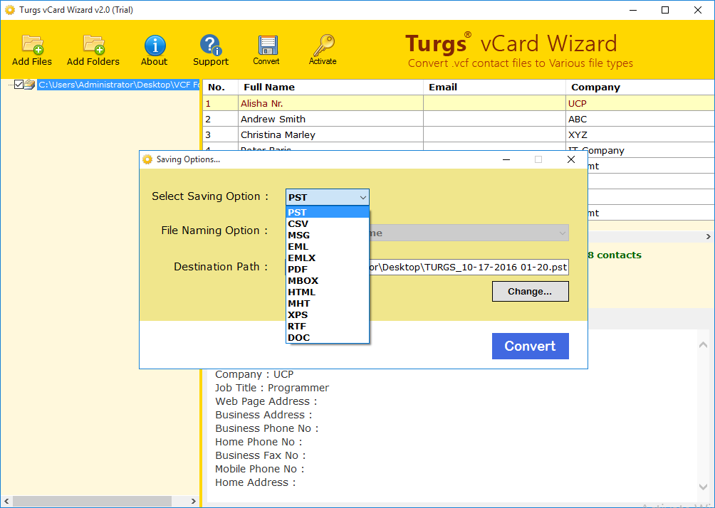 select file format